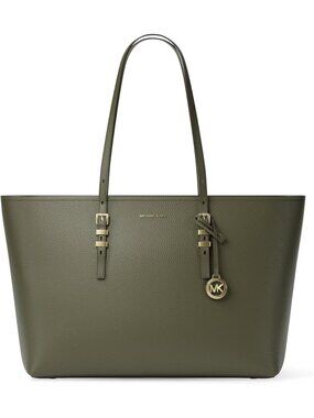 Women’s Gold-tone Hardware/Pebble Leather/Ivy Imported Large Quinn Top-Zip Tote
